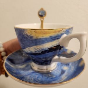 Van Gogh teacup and saucer with spoon